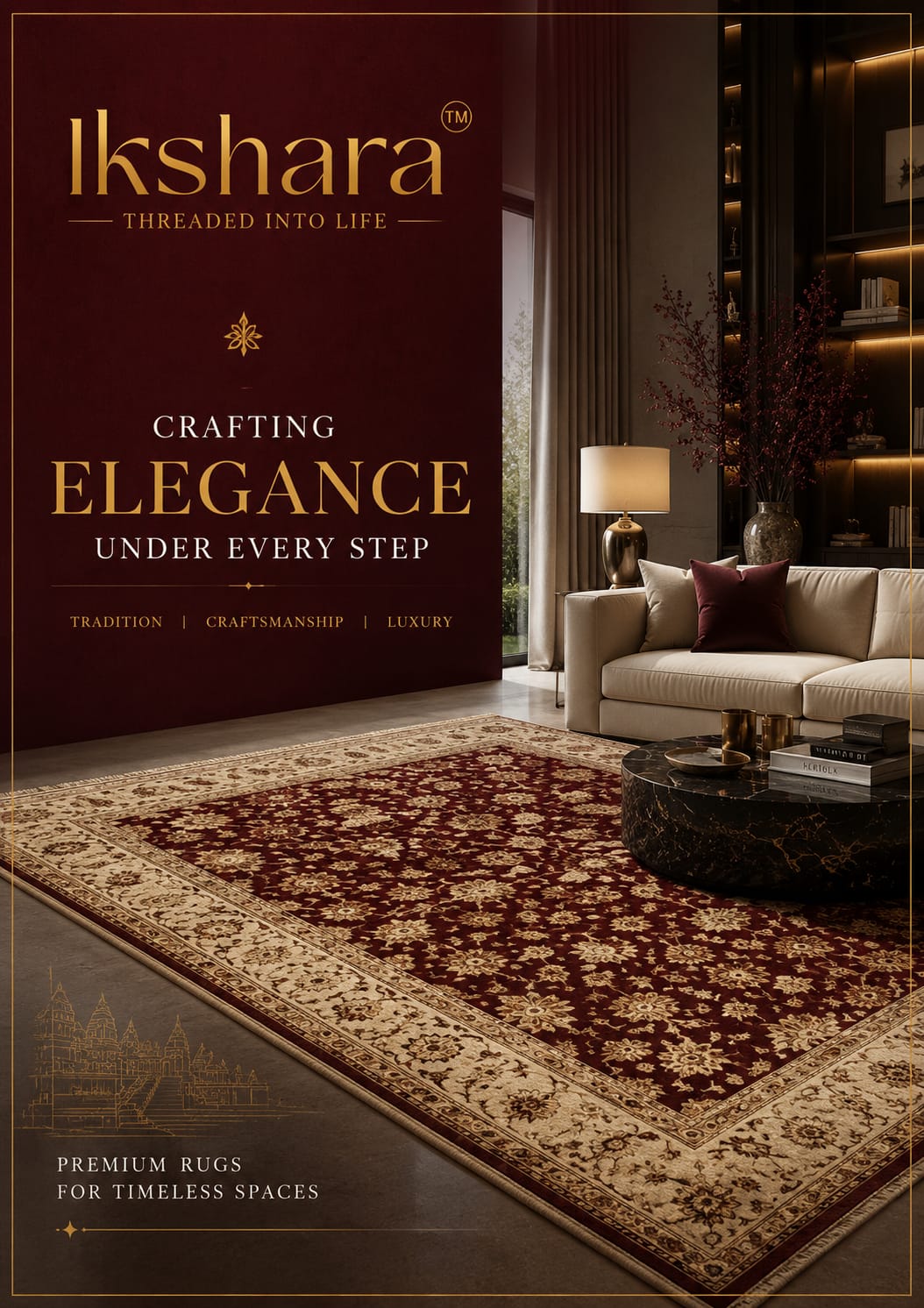 Ikshara Living Room Medallion Rug